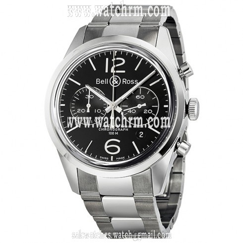 Bell and Ross Officer  Chronograph Black Dial Men's Watch BR126-OFFICER-SSB