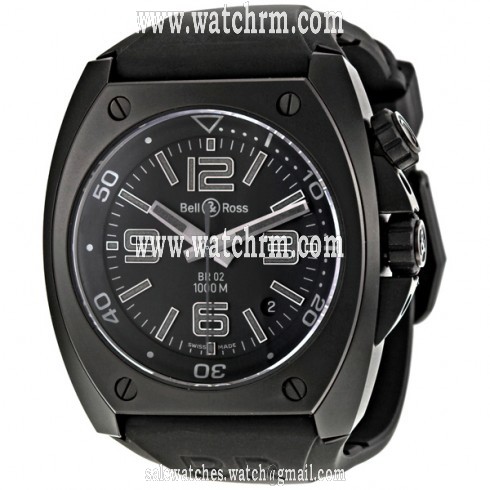 Bell and Ross Phantom Black Dial Automatic Black Rubber Men's Watch BR0292CAPH