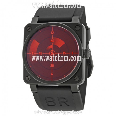 Bell and Ross Red Radar Black Rubber Automatic Men's Watch BR03-92-RED RADAR