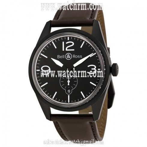 Bell and Ross Vintage Automatic Black Dial Black Dial Brown Leather Men's Watch RBRV123-BL-CA-SCA