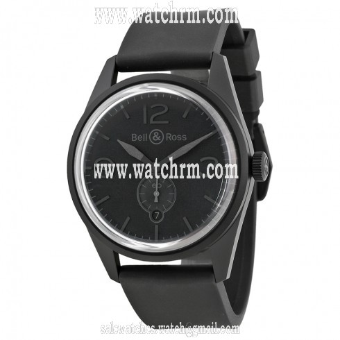 Bell and Ross Vintage Automatic Black Dial Black Rubber Men's Watch BRV123-PHANTOM