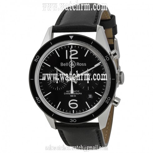 Bell and Ross Vintage Automatic Chronograph Black Dial Men's Watch BRG126-BL-BE/SCA
