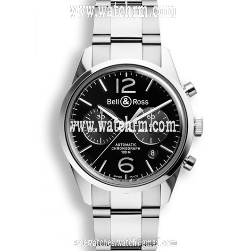 Bell and Ross Vintage Chronograph Black Dial Men's Watch BR126-BL-BE-SS