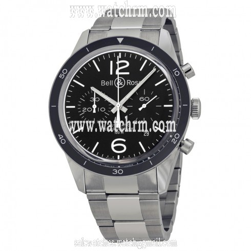 Bell and Ross Vintage Sport Black Chronograph Dial Automatic Men's Watch BRV126-BL-BE-SST