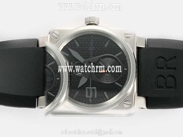 Bell Ross BR01-92 BR01-92-BD-B-V-27 Black Dial Black Rubber Strap Round Watch