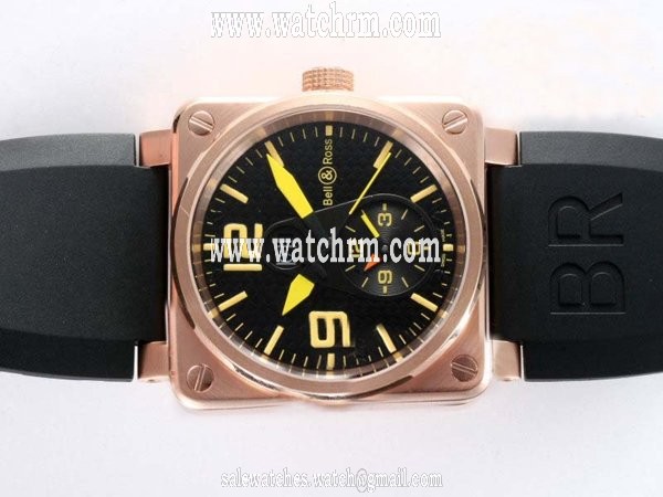 Bell Ross BR01-92 BR01-92-BD-B-V-27 Black Dial Rose Gold Case 46x46mm Watch