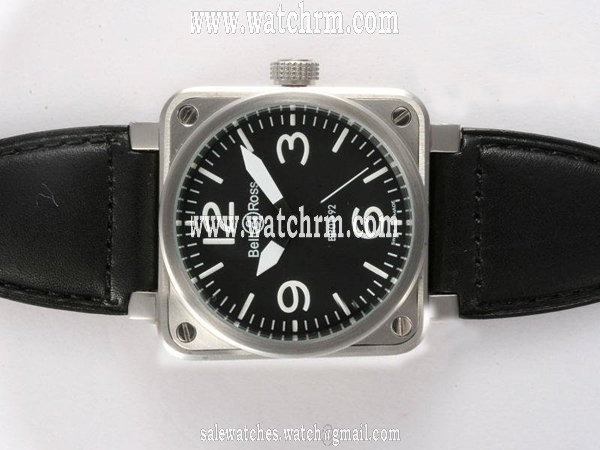Bell Ross BR01-92 BR01-92 Black Black Dial Black Crocodile Leather Strap Watch
