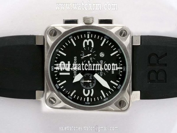 Bell Ross BR01-92 BR01-92 Black Dial Rubber 38x38mm Midsize Stainless Steel Case Watch