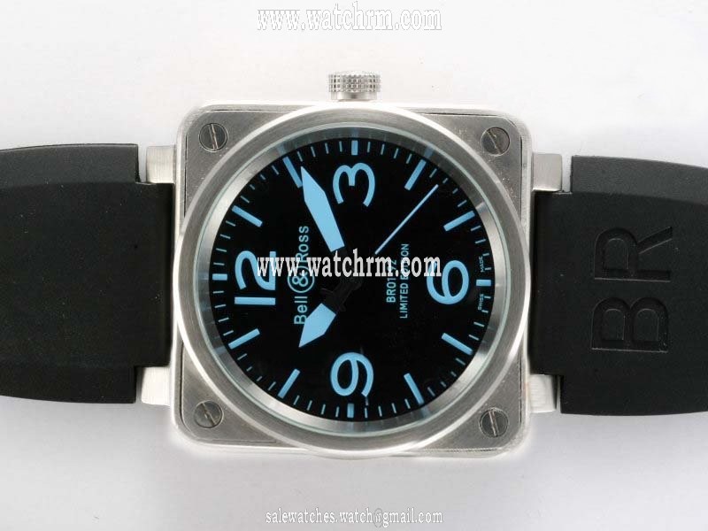 Bell Ross BR01-92 BR01-92 Black Dial Rubber Stainless Steel Bezel Automatic Watch