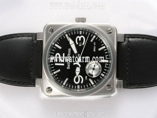 Bell Ross BR01-92 BR01-92 Stainless Steel Bezel Black Crocodile Leather Strap Watch