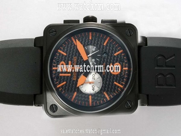 Bell Ross BR01-94 Chronograph BR01-94 Black Square Black Rubber Strap Black Dial Watch