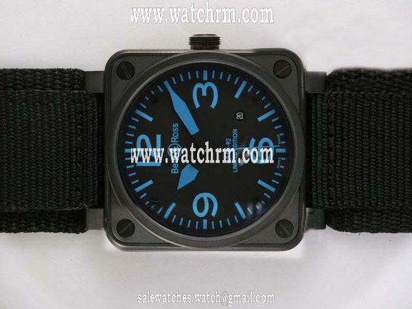Bell Ross BR01-94 Limited editions BR01-92 Blue 42x42mm Black Nylon Strap Black Dial Watch