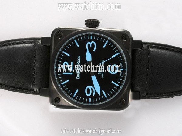 Bell Ross BR01-94 Limited editions BR01-92 Blue Leather 38x38mm PVD Case Midsize Watch