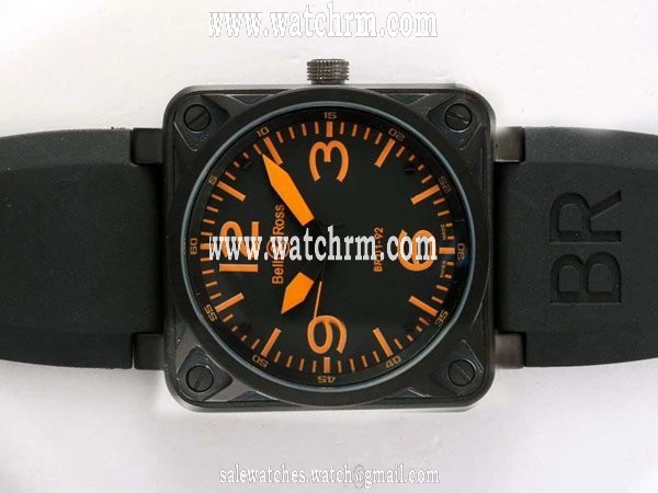 Bell Ross BR01-94 Limited editions BR01-92 Orange Rubber Midsize Black Rubber Strap Square Watch