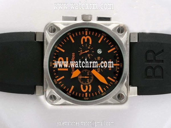 Bell Ross BR01-94 Limited editions BR01-94 Orange Rubber Black Dial Square Quartz Chronograph Watch
