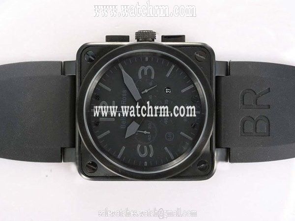 Bell Ross BR01-94 Limited editions BR01-94 Phantom Black Dial Quartz Chronograph PVD Bezel Watch