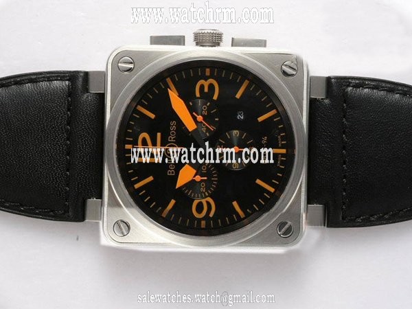Bell Ross BR01-94 Titanium BR01-94 Orange Stainless Steel Bezel Midsize Stainless Steel Case Watch