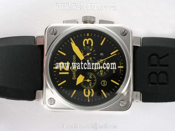 Bell Ross BR01-94 Titanium BR01-94 Titanium Orange Square Quartz Chronograph Black Dial Watch