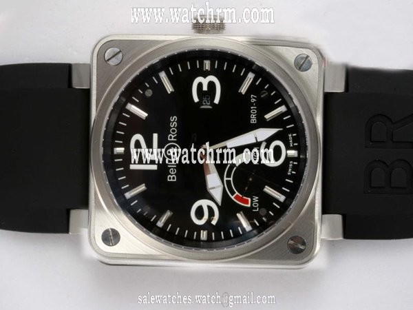 Bell Ross BR01-97 Power Reserve BR01-97 46x46mm Black Rubber Strap Black Dial Watch