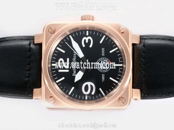 Bell Ross BR01 Gold Carbon BR 01-92 Auto Leather Square Automatic Black Dial Watch