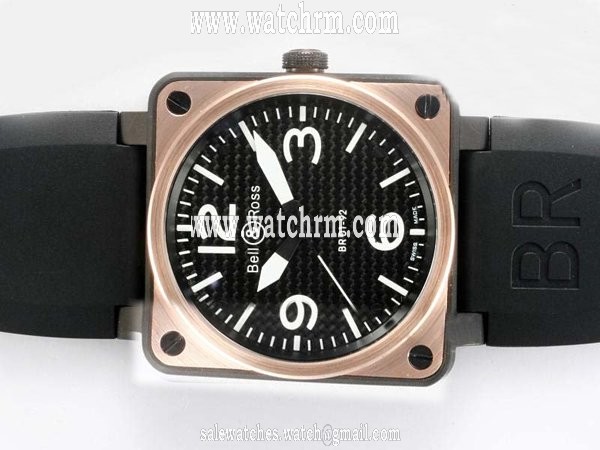 Bell Ross BR01 Gold Carbon BR 01-92 Auto Rubber 46x46mm Automatic Midsize Watch