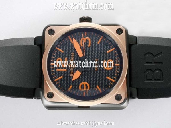 Bell Ross BR01 Gold Carbon BR 01-92 Auto Rubber Midsize Automatic 42x46mm Watch