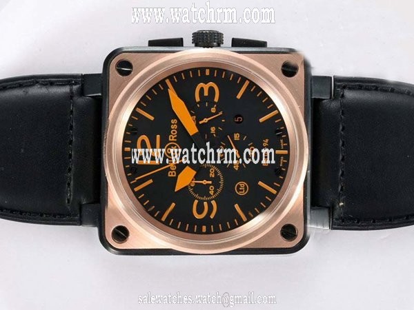 Bell Ross BR01 Gold Carbon BR 01-94 Chrono PVD Case Black Dial 46x46mm Watch
