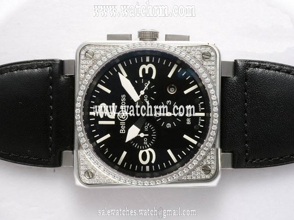 Bell Ross BR01 Top Diamonds BR01-94 Black Quartz Chronograph Square Midsize Watch