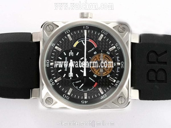 Bell Ross BR01 Tourbillon BR01 Black Tourbillon Automatic Stainless Steel Bezel Black Dial Watch