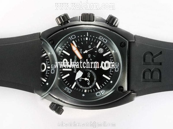 Bell Ross BR02 BR02 Carbon 44mm Black Rubber Strap Midsize Watch