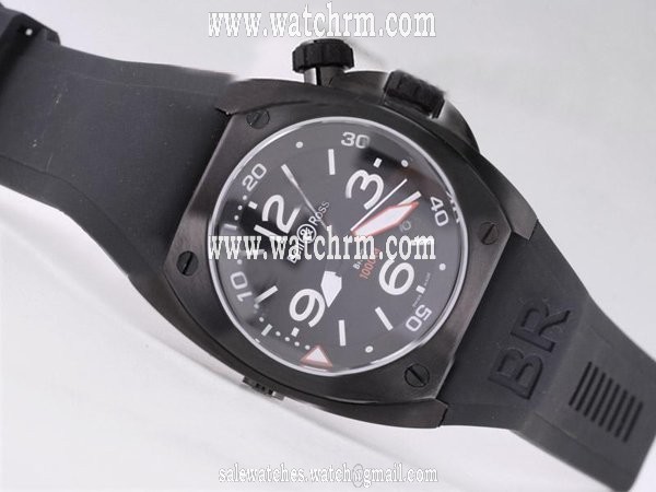 Bell Ross BR02 BR02 Carbon Black Dial 44mm Black Rubber Strap Watch