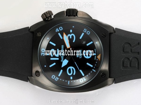 Bell Ross BR02 BR02 Carbon Finish Round Black Ostrich Leather Strap Midsize Watch