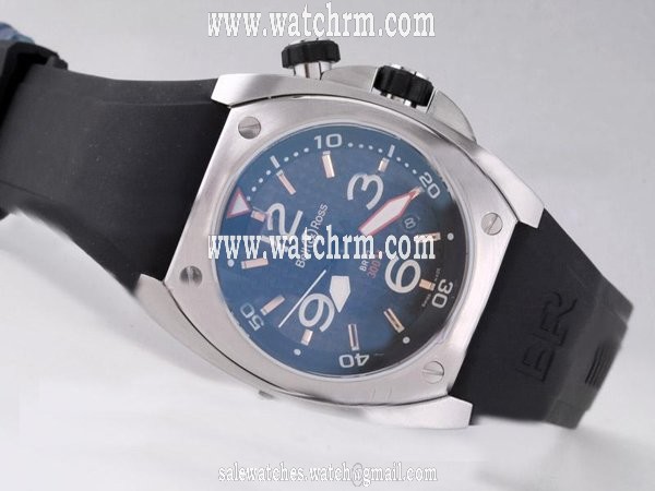 Bell Ross BR02 BR02 Steel Black Rubber Strap Round Blue Dial Watch