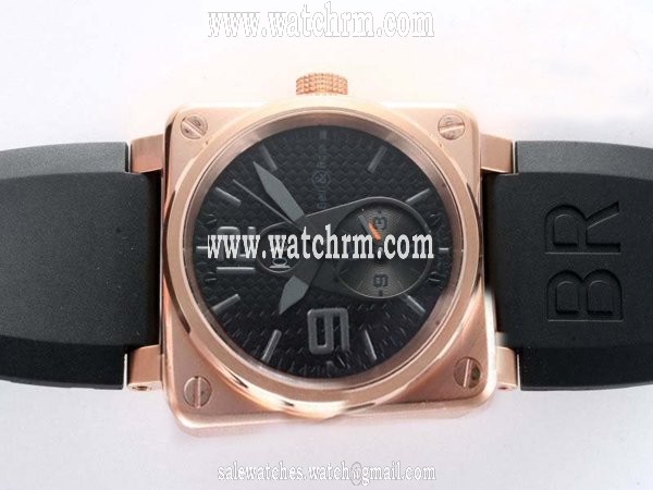 Bell Ross BR03-94 BR 03-51 GMT Black Rose Gold Strap Black Dial Watch