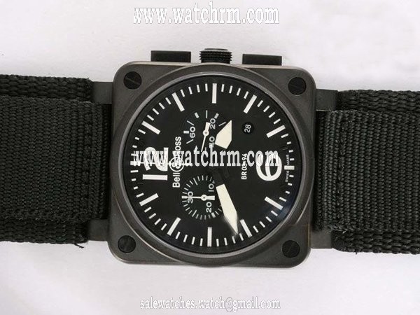 Bell Ross BR03-94 BR 03-94 Carbon Midsize Black Nylon Strap Square Watch