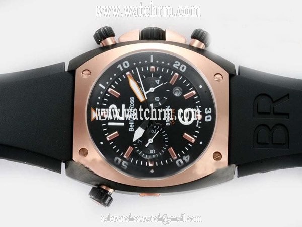 Bell Ross Chronograph BR02-92 Pink PVD Case Black Dial Watch