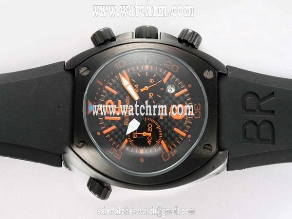 Bell Ross Chronograph BR02-94 Black Rubber Strap 44mm Black Dial Watch