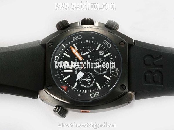 Bell Ross Chronograph BR02-94 Carbon Black Dial Round Quartz Chronograph Watch