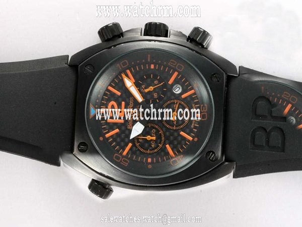 Bell Ross Chronograph BR02-94 Carbon Black Rubber Strap 44mm Watch