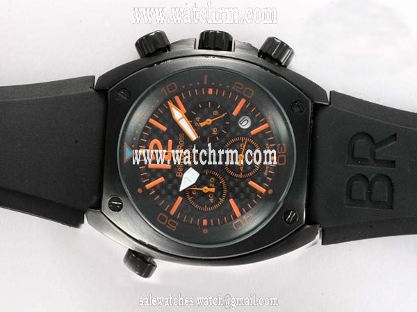 Bell Ross Chronograph BR02-94 Hexagonal Midsize Black Rubber Strap Watch
