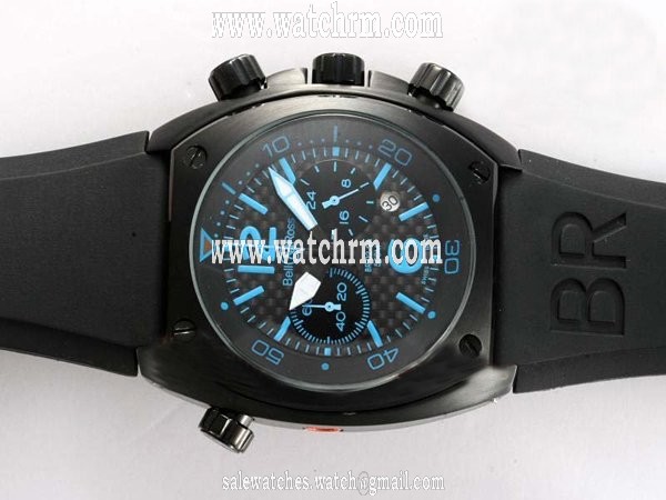 Bell Ross Chronograph BR02-94 Midsize Hexagonal Black Rubber Strap Watch