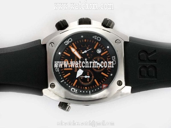 Bell Ross Chronograph BR02-94 Steel 44mm Black Rubber Strap Watch
