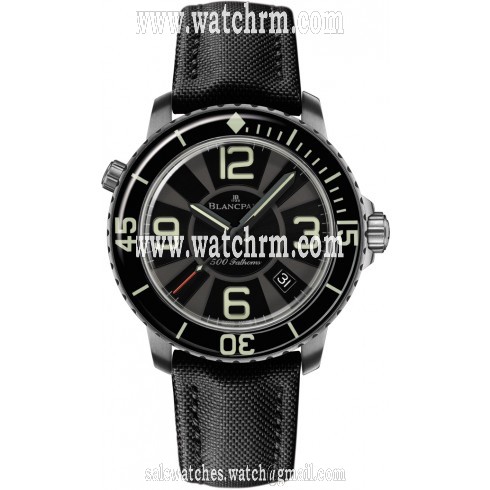 Blancpain 500 Fathoms Automatic Black Dial Canvas Men's Watch 50015-12B30-52B