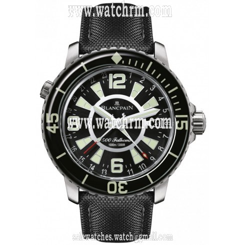 Blancpain 500 Fathoms GMT Automatic Black Dial Canvas Men's Watch 50021-12B30-52B