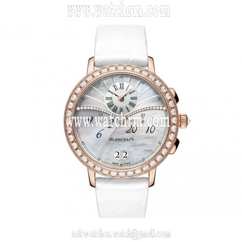 Blancpain Chronographe Mother of Pearl Dial Rose Gold Diamond Ladies Watch 3626-2954-58A