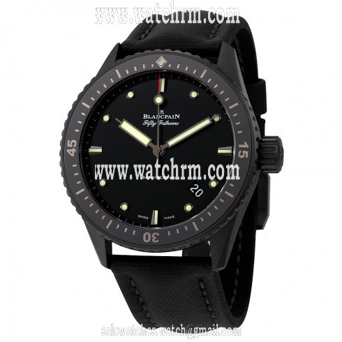 Blancpain Fifty Fathoms Bathyscaphe Automatic Black Dial Black Fabric Men's Watch 5000-0130-B52A