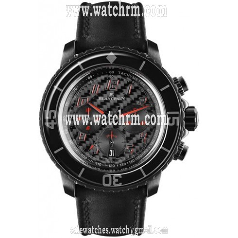 Blancpain Fifty Fathorms Chronograph Flyback Black Carbon Fiber Dial Automatic Men's Watch 5785F-11B03-63