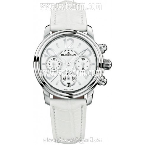 Blancpain Flyback Chronograph White Dial Leather Ladies Watch 3485F-1127-97B