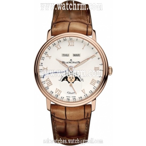 Blancpain Villeret Complete Calendar 8 Days Opaline Dial Men's Watch 6639-3642-55B