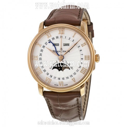 Blancpain Villeret Moonphase & Complete Calendar Automatic Oplaine Dial Brown Leather Men's Watch 6664-3642-55B